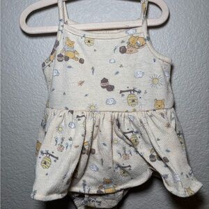 Disney Baby Romper with Bear Print - Cream and Blue
